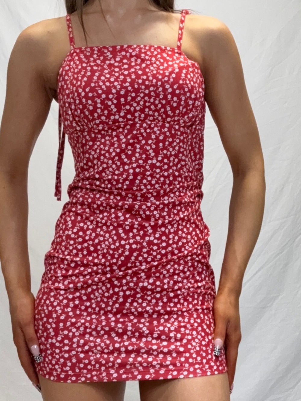 Shein red floral sundress